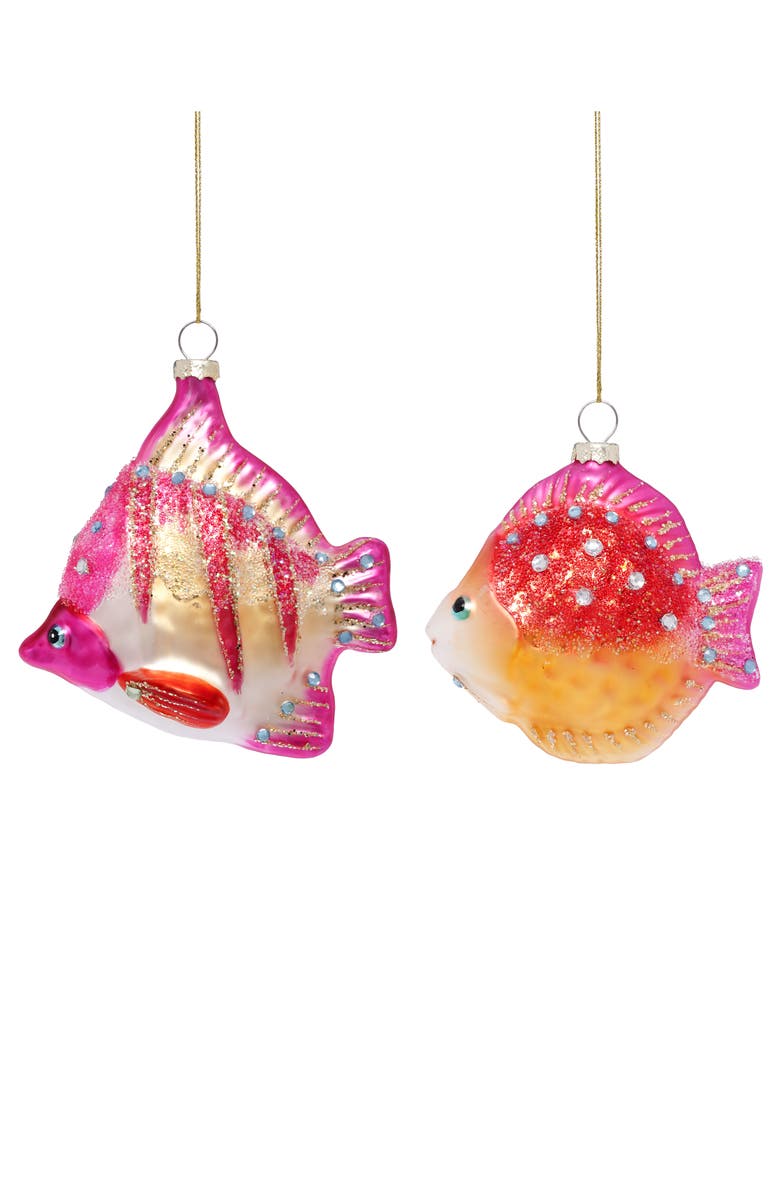 Mark Roberts Glittered Fish Ornament, Set of 6, Main, color, Fuschia