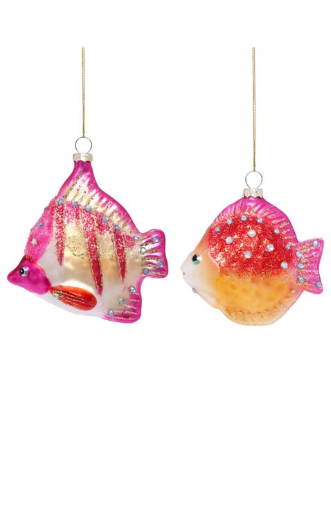 Glittered Fish Ornament, Set of 6