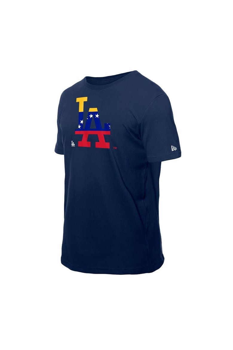 Men's New Era Navy Los Angeles Dodgers Venezuelan Flag Logo T-Shirt, Alternate, color, Navy