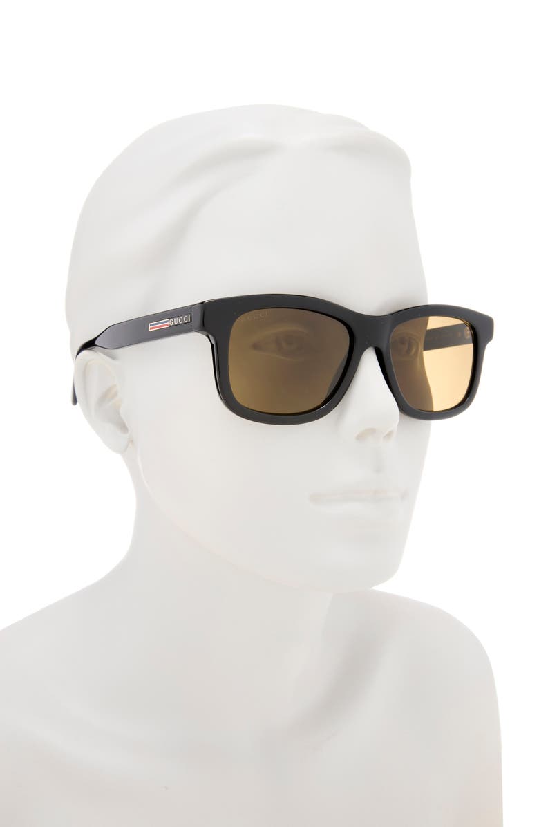 Gucci 55mm Square Sunglasses, Alternate, color, Black Black Brown