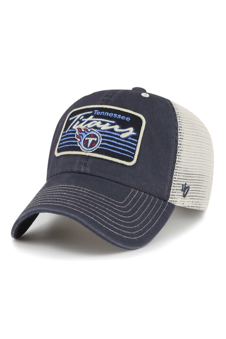 Men's '47 Navy/Natural Tennessee Titans  Five Point Trucker Clean Up Adjustable Hat, Main, color, Navy