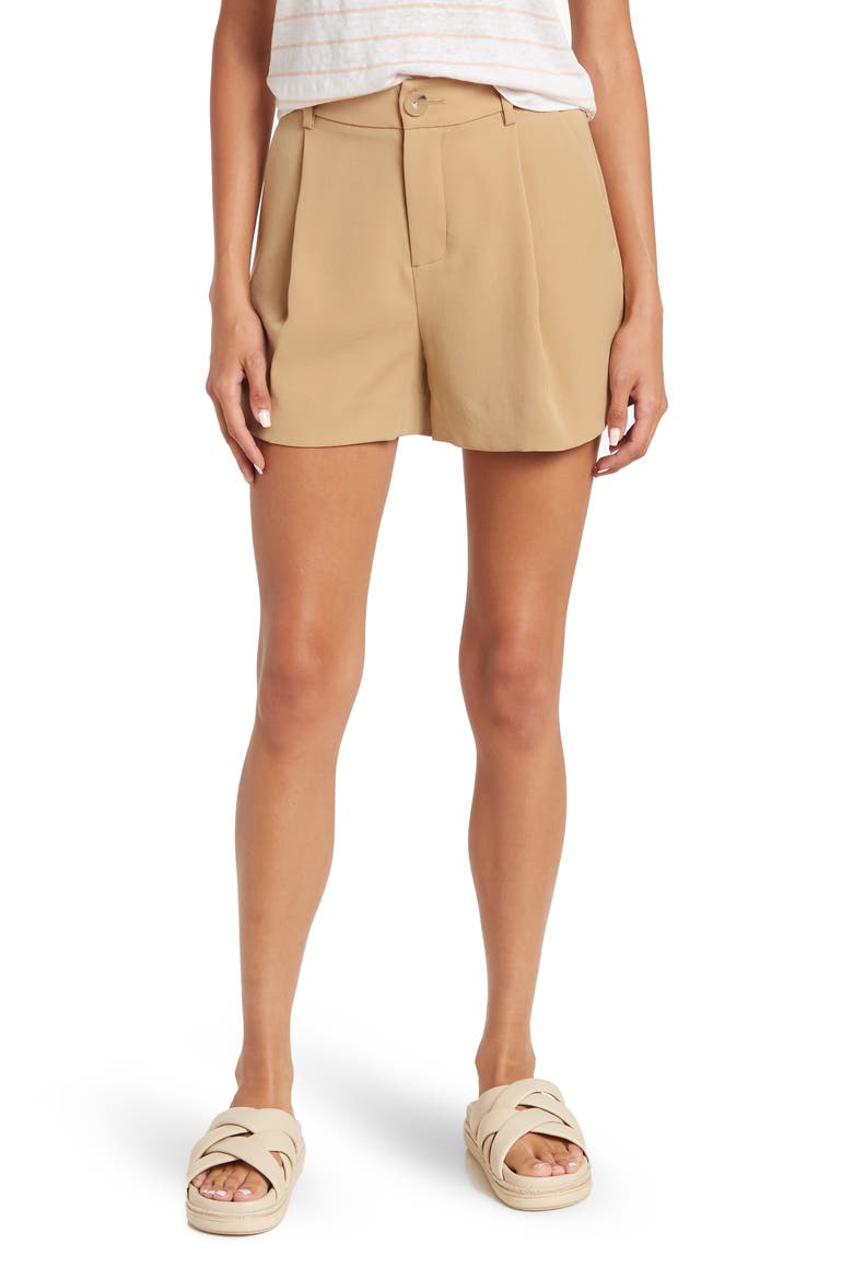 Pleat Front Shorts, Main, color, PALE WALNUT