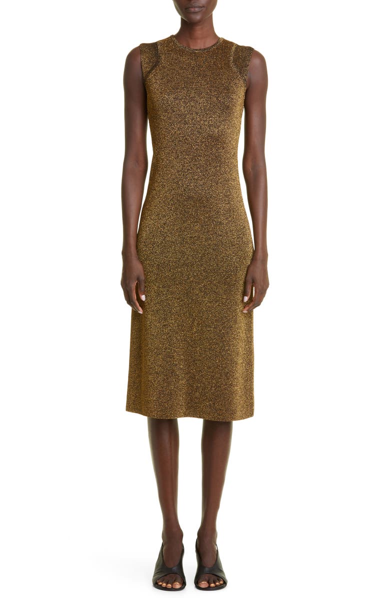 St. John Evening Metallic Jersey Midi Dress, Main, color, 