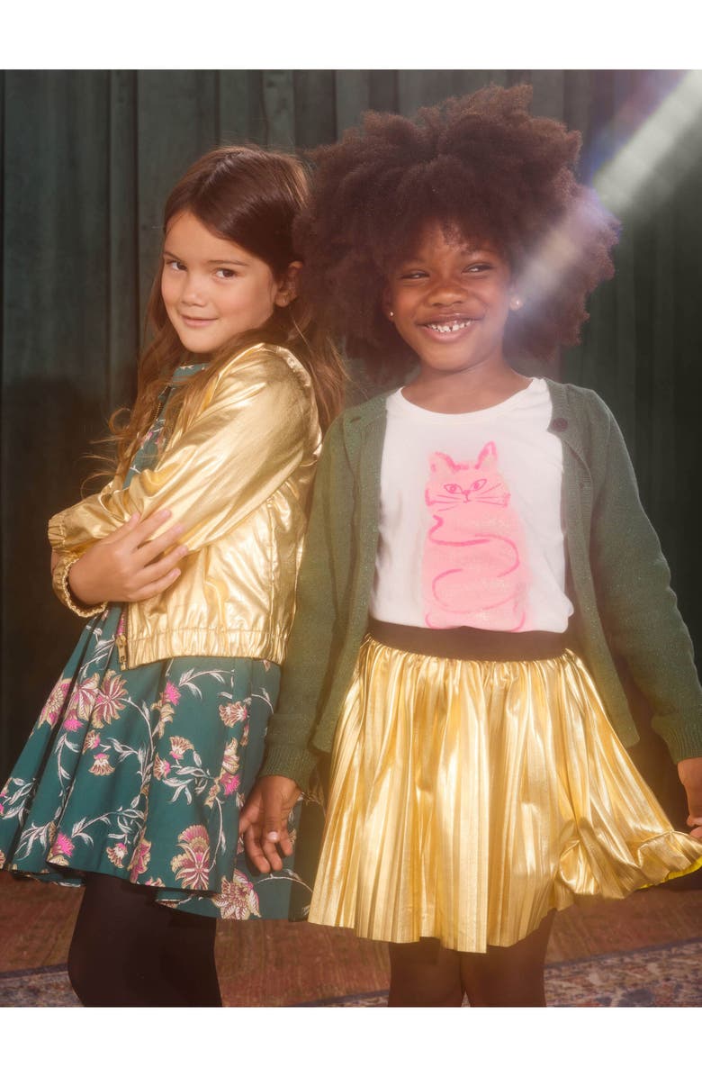 Tea Collection Pleated Metallic Twirl Skirt, Alternate, color, Metallic Gold