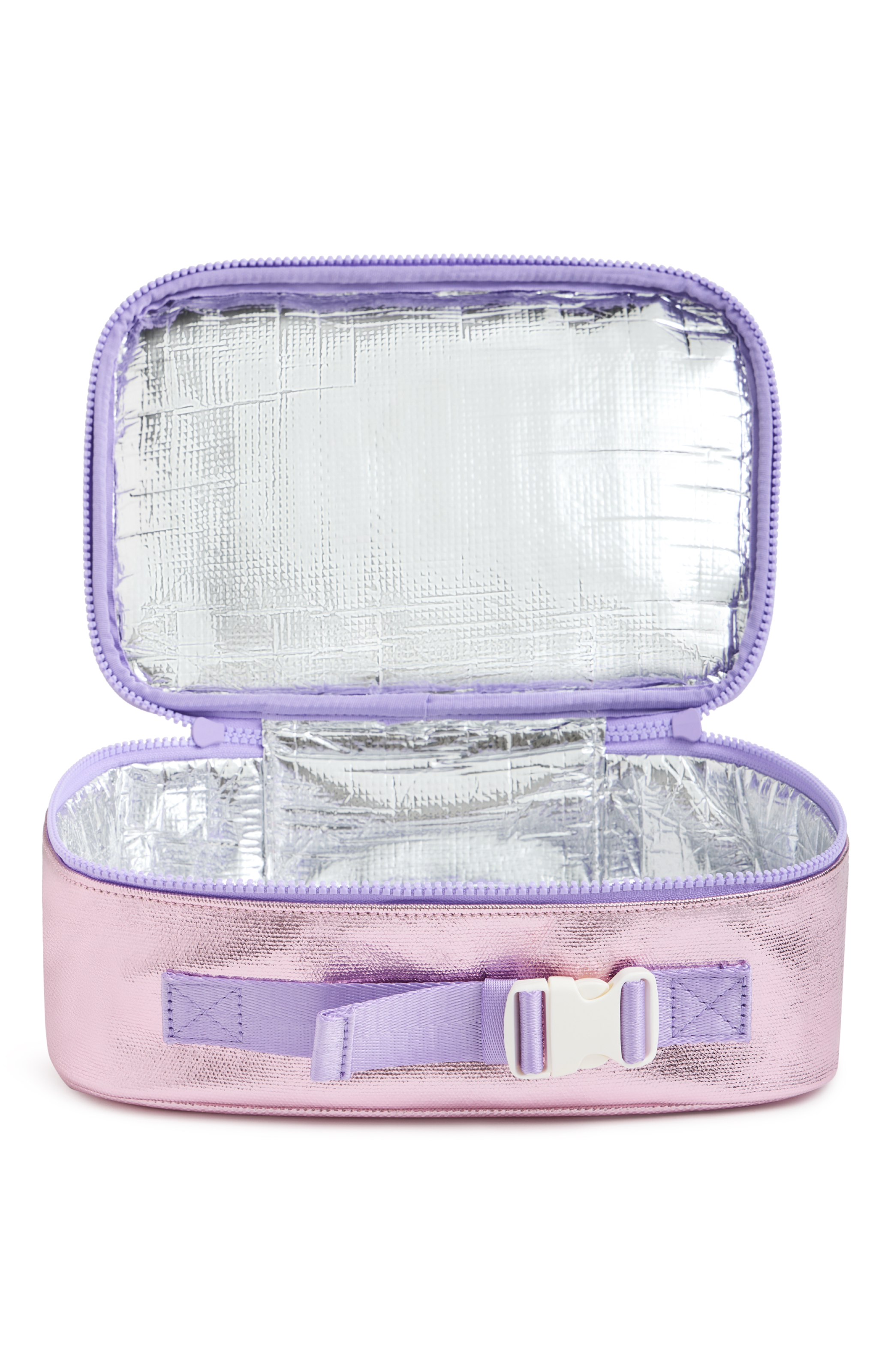 Kids' Metallic Canvas Lunchbox, Alternate, color, Pink Metallic