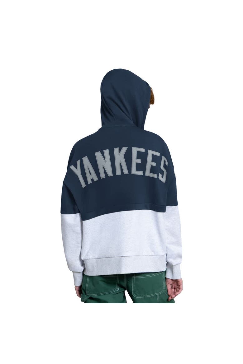Women's Starter Navy/Heather Gray New York Yankees Wishbone Full-Zip Hoodie, Alternate, color, Navy