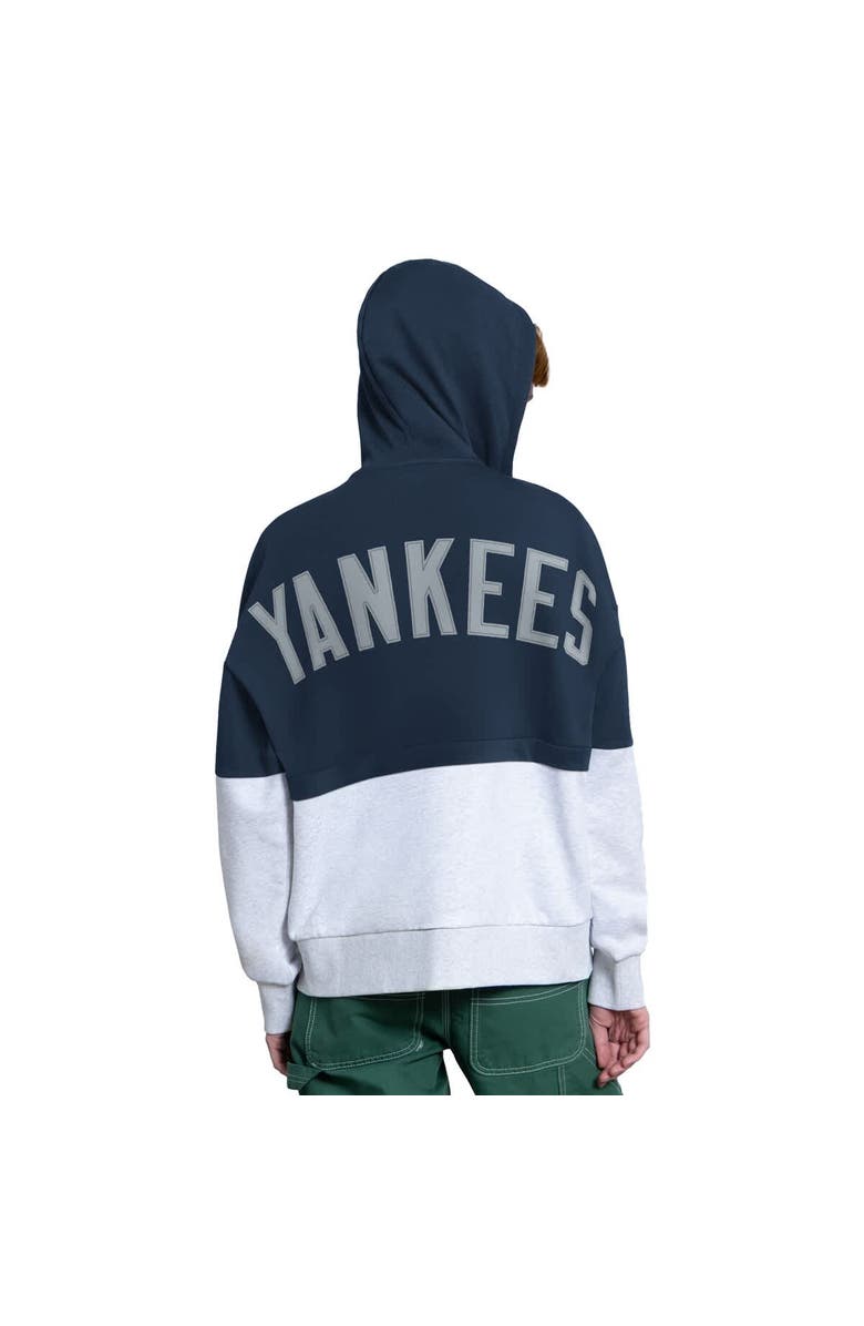 STARTER Women's Starter Navy/Heather Gray New York Yankees Wishbone Full-Zip Hoodie, Alternate, color, Navy