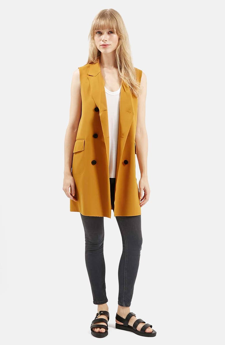 Topshop Sleeveless Double Breasted Jacket, Main, color, 