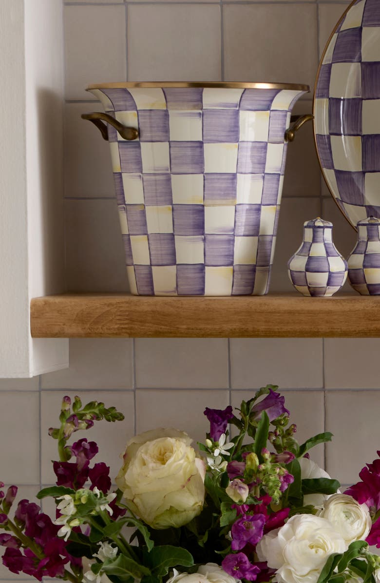 MACKENZIE CHILDS Violet Check Wine Cooler, Alternate, color, Violet