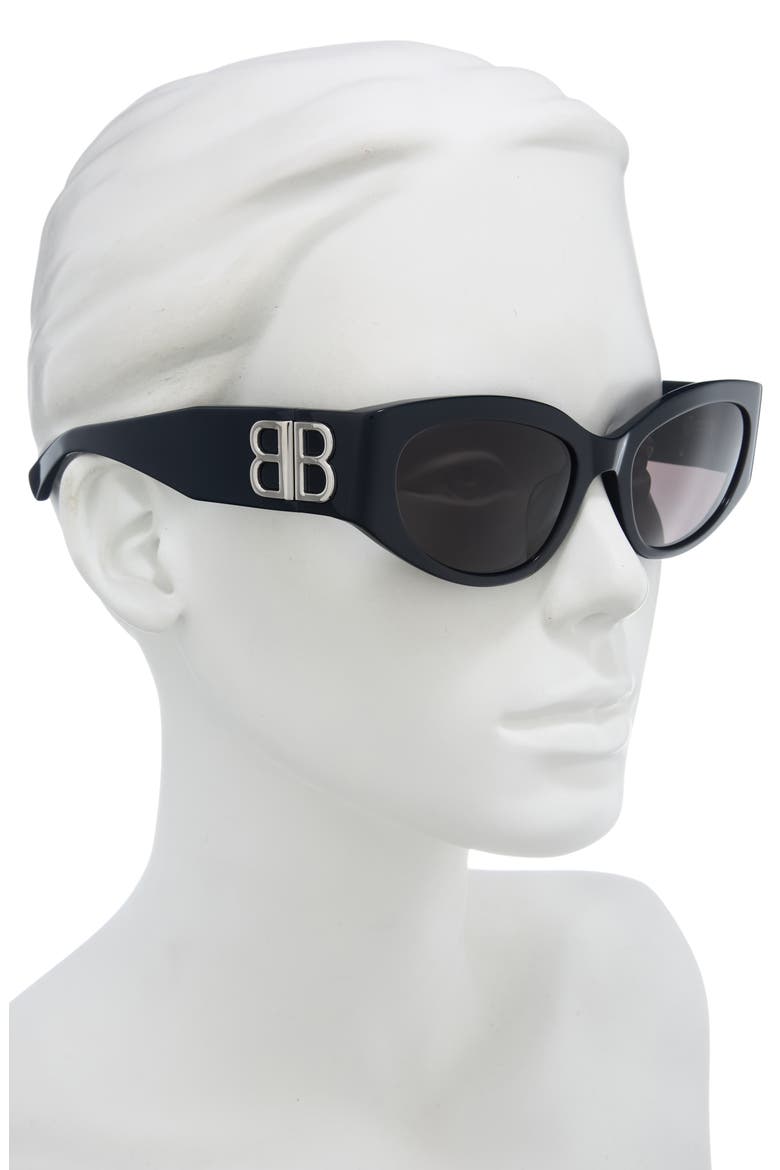 55mm Mirrored Round Sunglasses, Alternate, color, BLUE BLUE GREY
