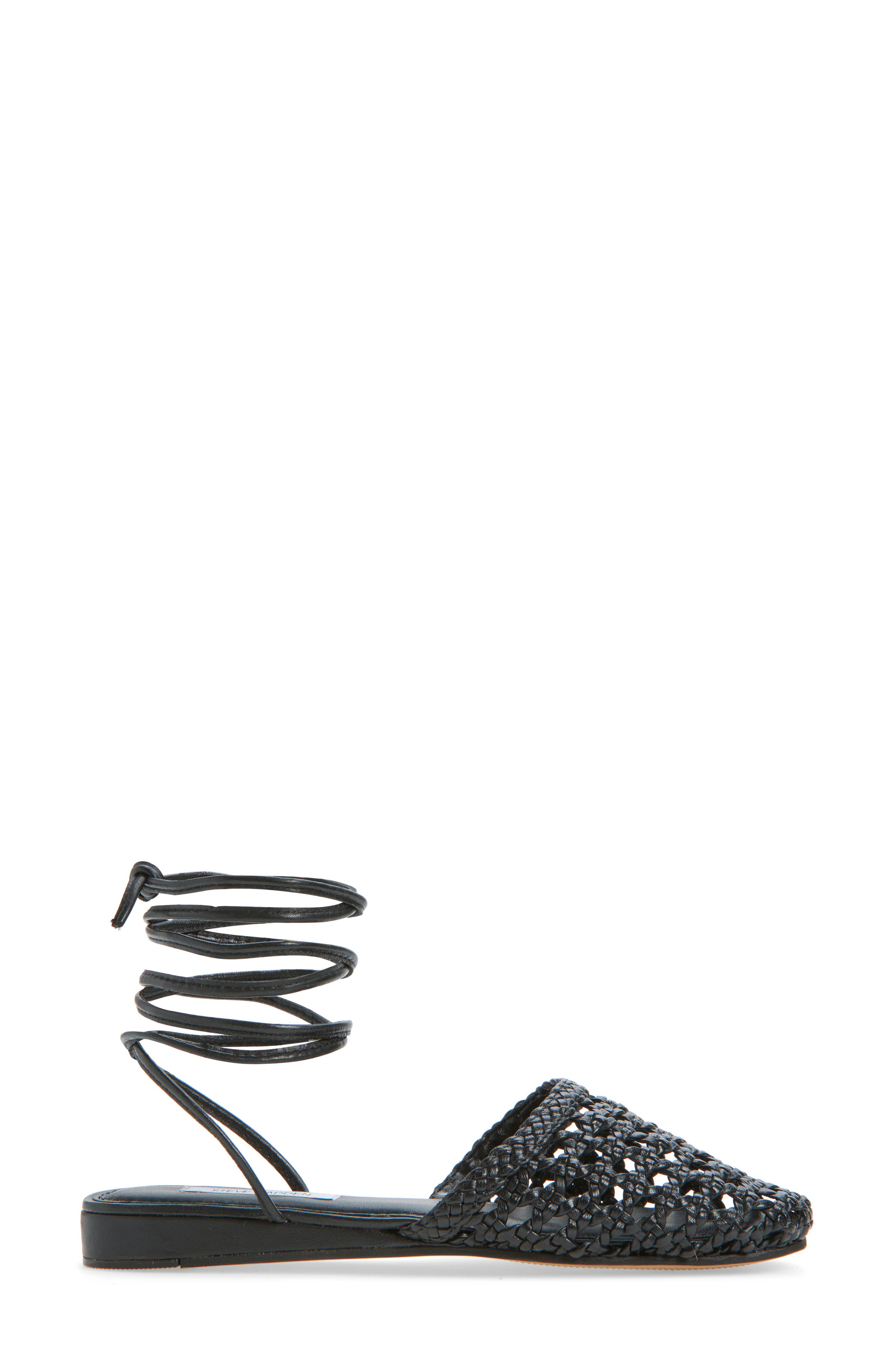 Steve Madden Flutter Wraparound Ankle Sandal, Alternate, color, Black Leather