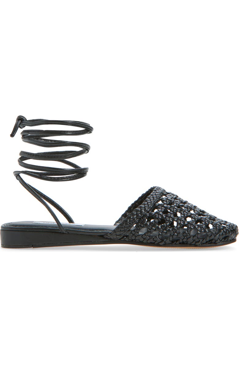 Steve Madden Flutter Wraparound Ankle Sandal, Alternate, color, Black Leather