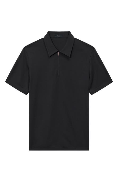 Theory Malden Johnny Collar Polo In Black