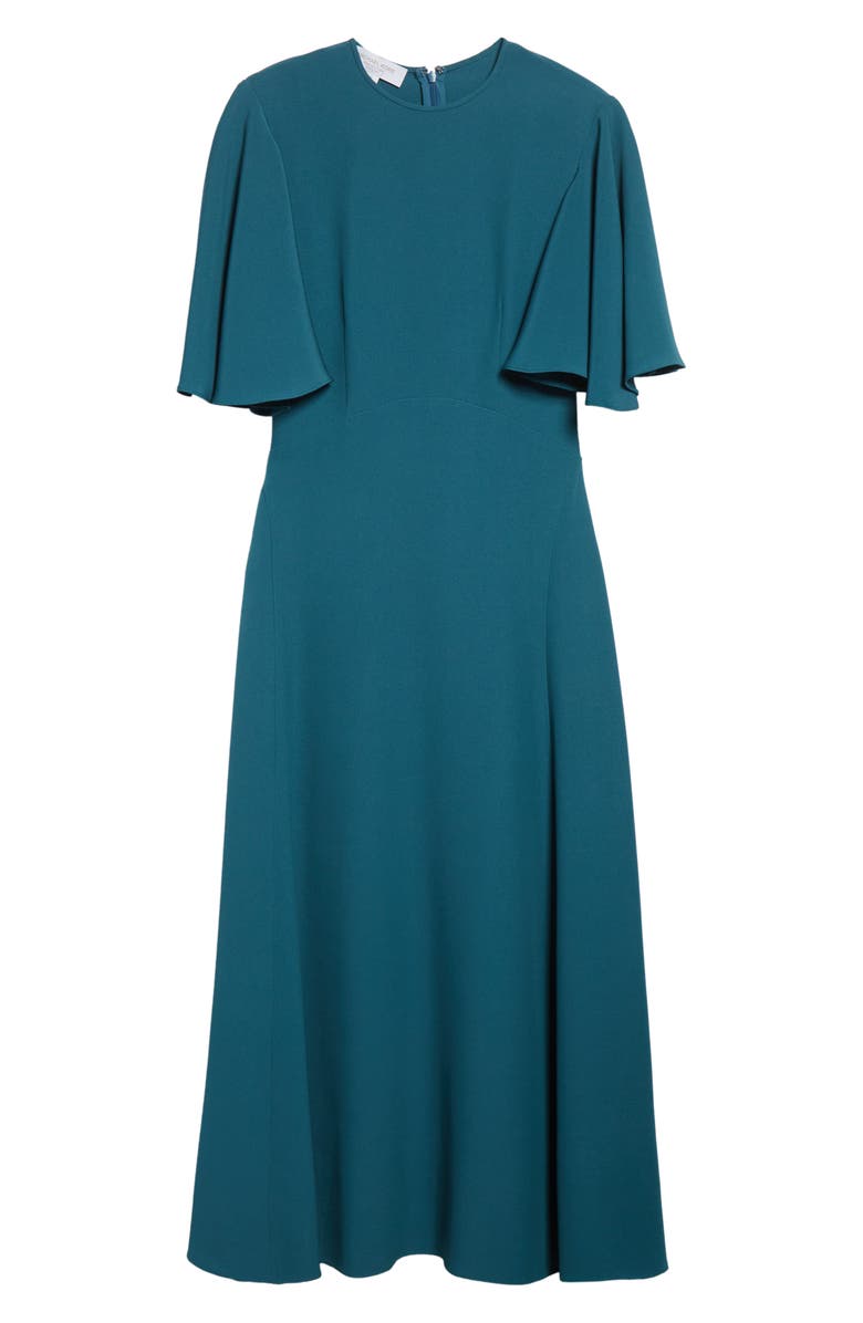 Michael Kors Collection Flutter Sleeve Crepe Cady Midi Dress, Alternate, color, Teal