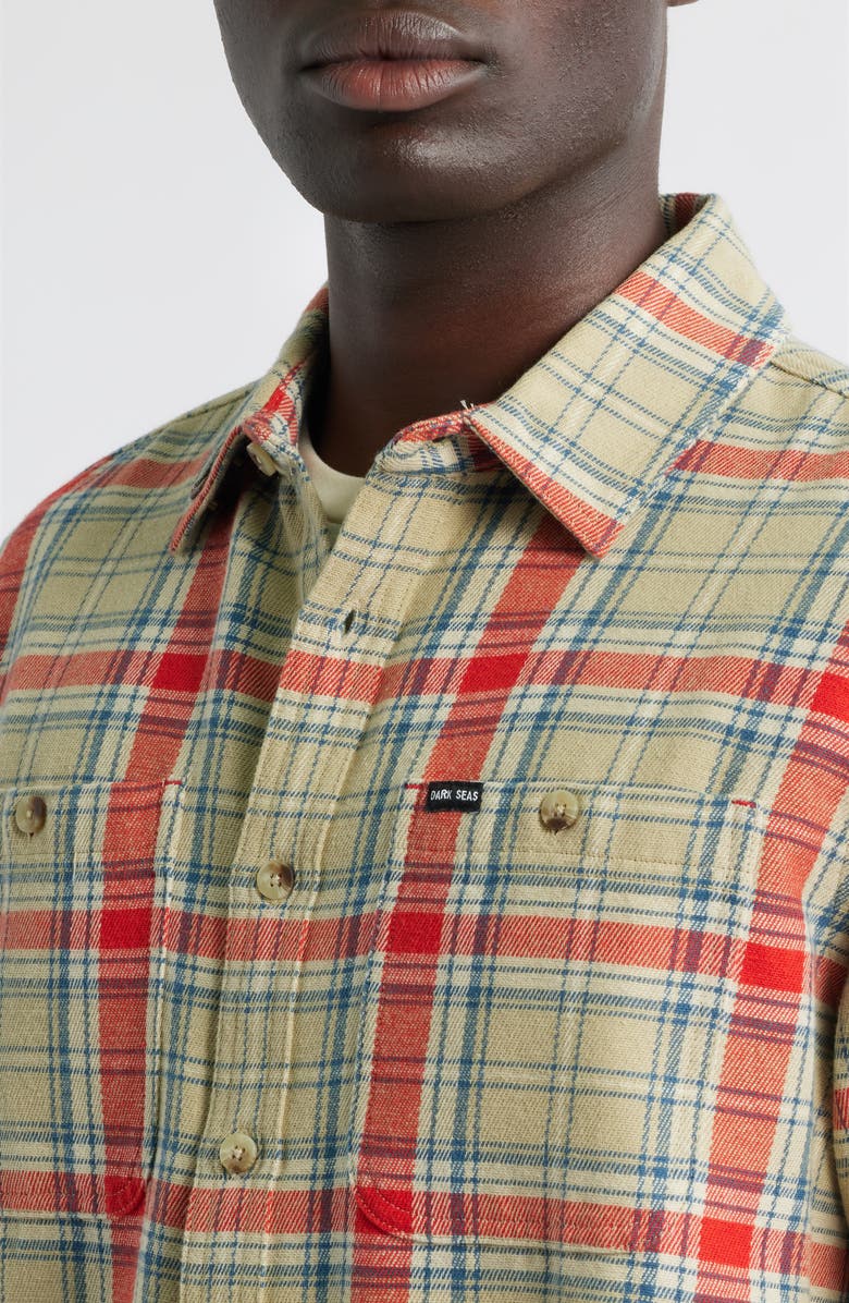 DARK SEAS Cimmeron Plaid Cotton Button-Up Shirt, Alternate, color, Moss