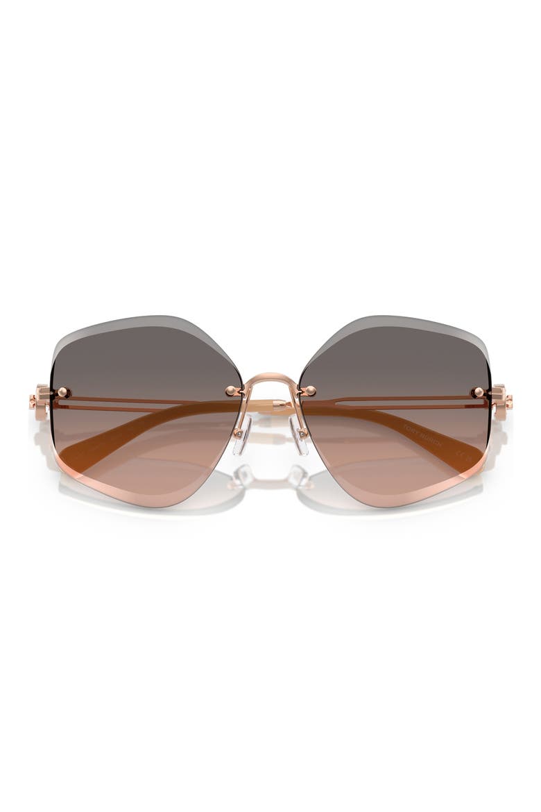 58mm Gradient Irregular Sunglasses, Alternate, color, ROSE GOLD