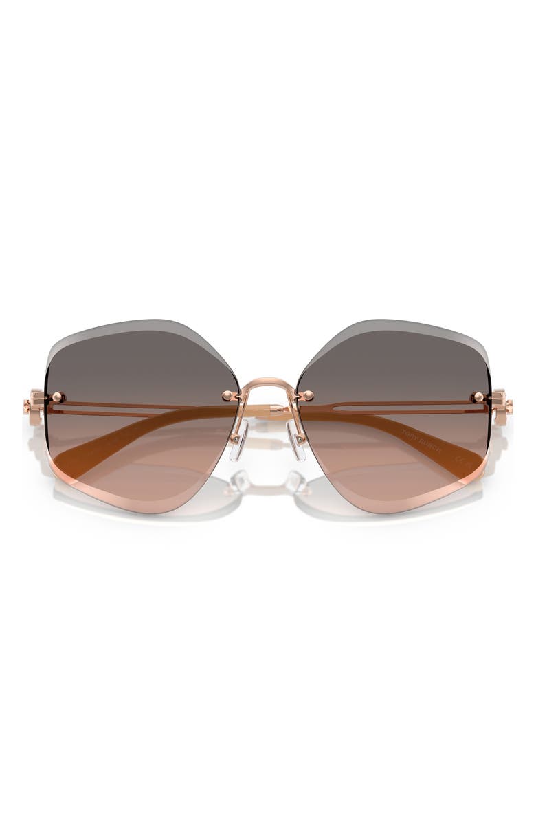 Tory Burch 58mm Gradient Irregular Sunglasses, Alternate, color, Rose Gold
