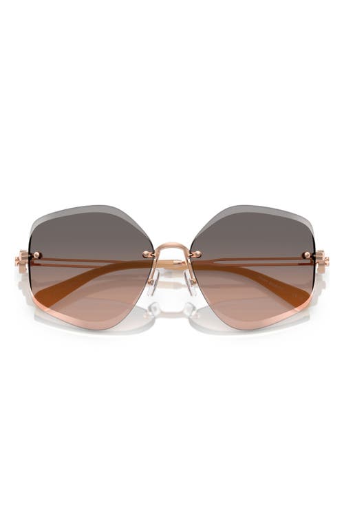 Tory Burch 58mm Gradient Irregular Sunglasses In Rose Gold