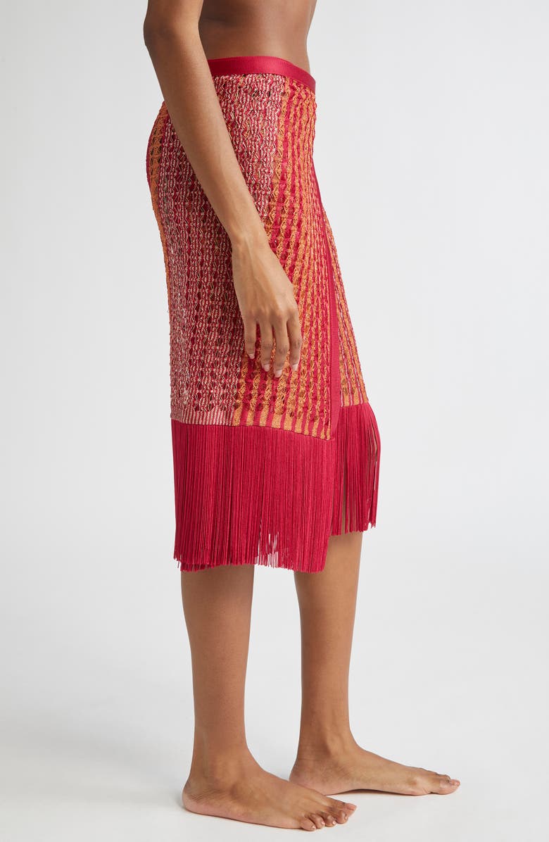 Missoni Open Knit Fringe Cover-Up Pareo, Alternate, color, Red Multi