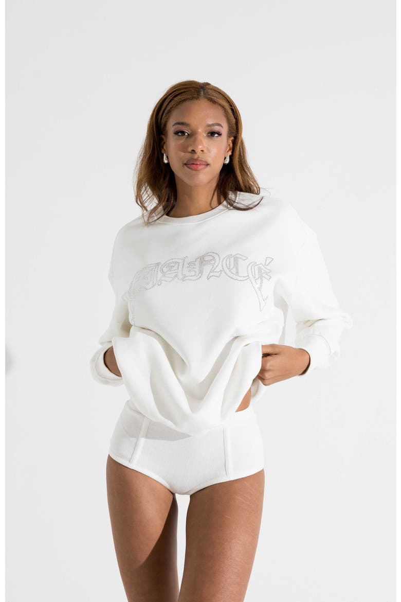 Fiancé Rhinestone Crew, Alternate, color, White