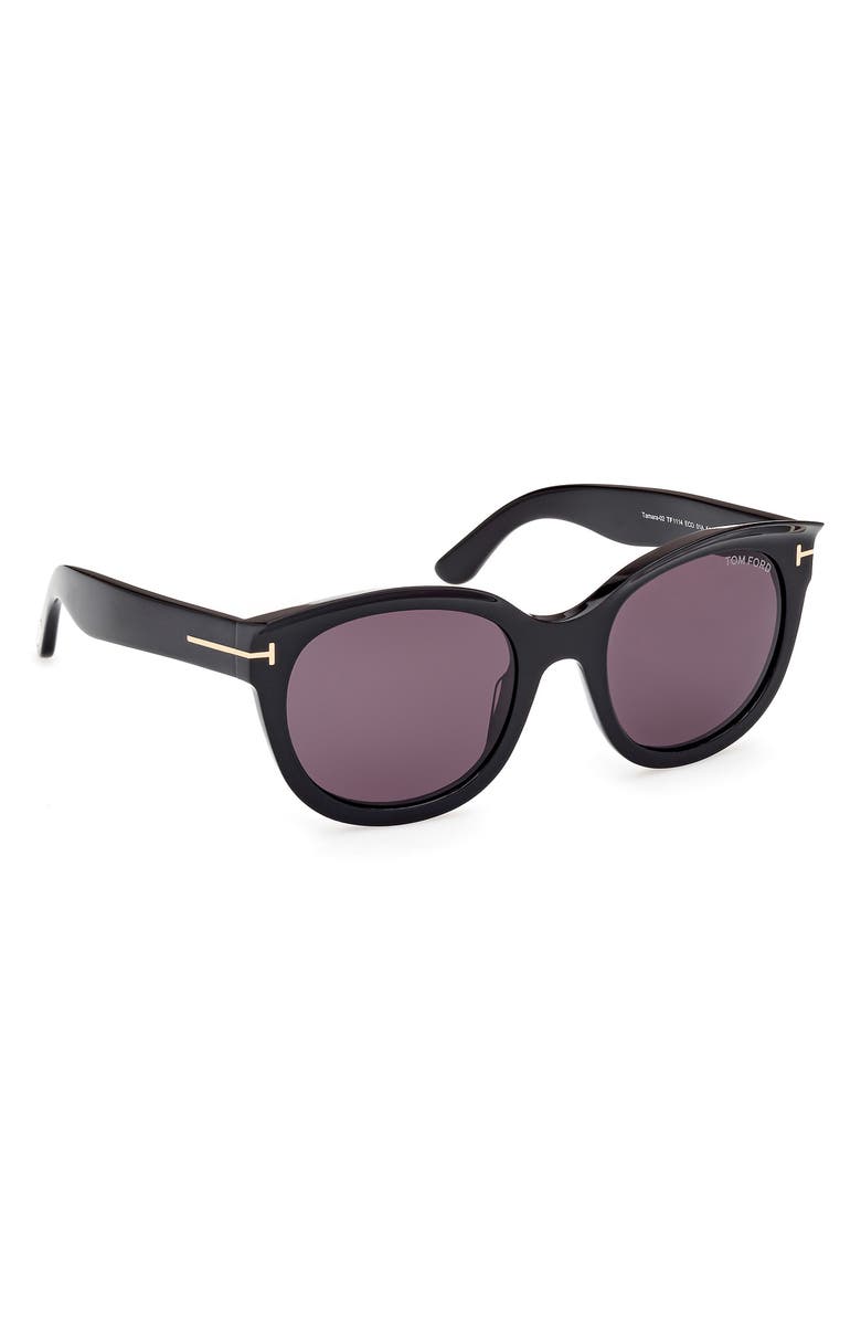 TOM FORD Tamara 54mm Round Sunglasses, Alternate, color, Shiny Black / Smoke