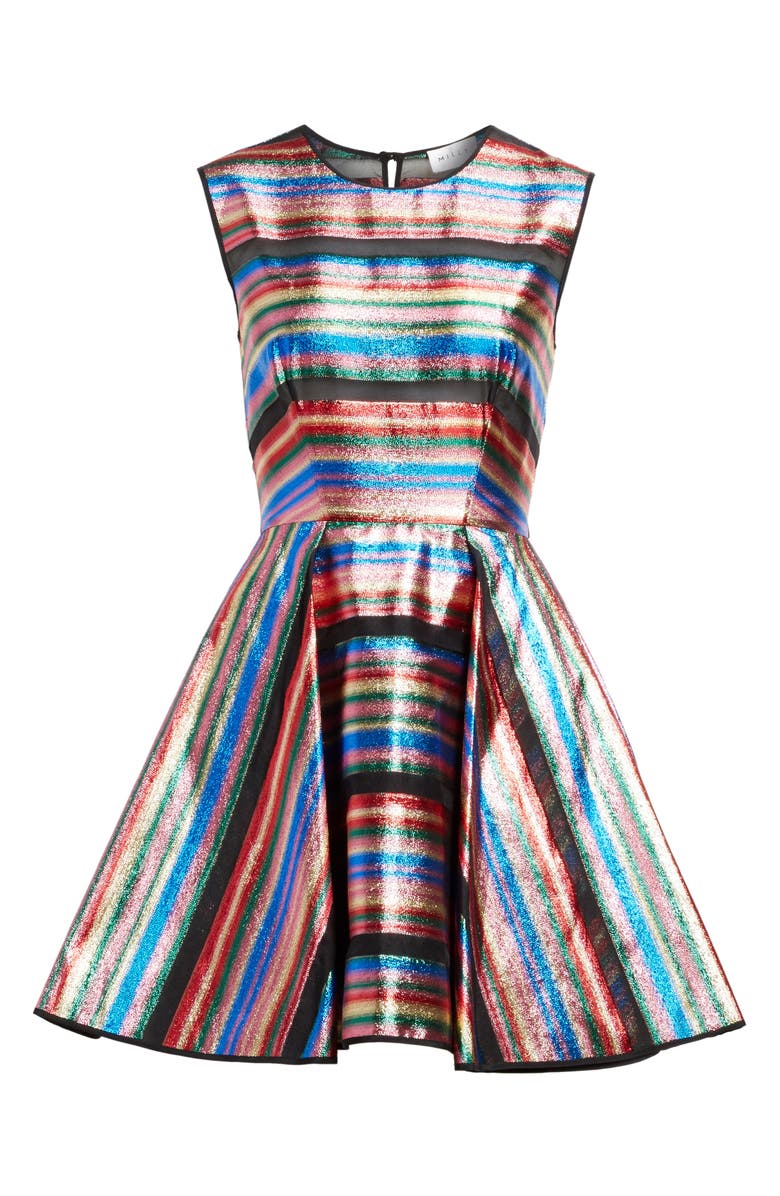 Milly Balli Metallic Stripe Fit & Flare Dress | Nordstrom
