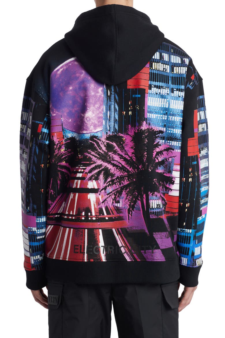 Electric City Print Cotton Hoodie, Alternate, color, ELECTRIC CITY