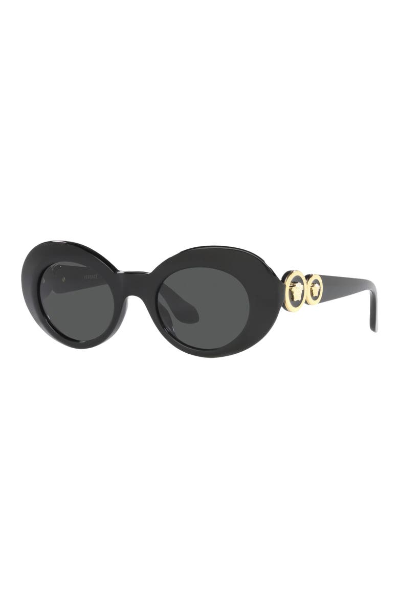 Kids' 45mm Small Oval Sunglasses, Alternate, color, BLACK / DARK GREY