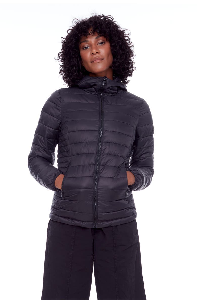 Alpine North YOHO LADIES - Vegan Down Lightweight Packable Puffer Jacket & Bag, Main, color, Black