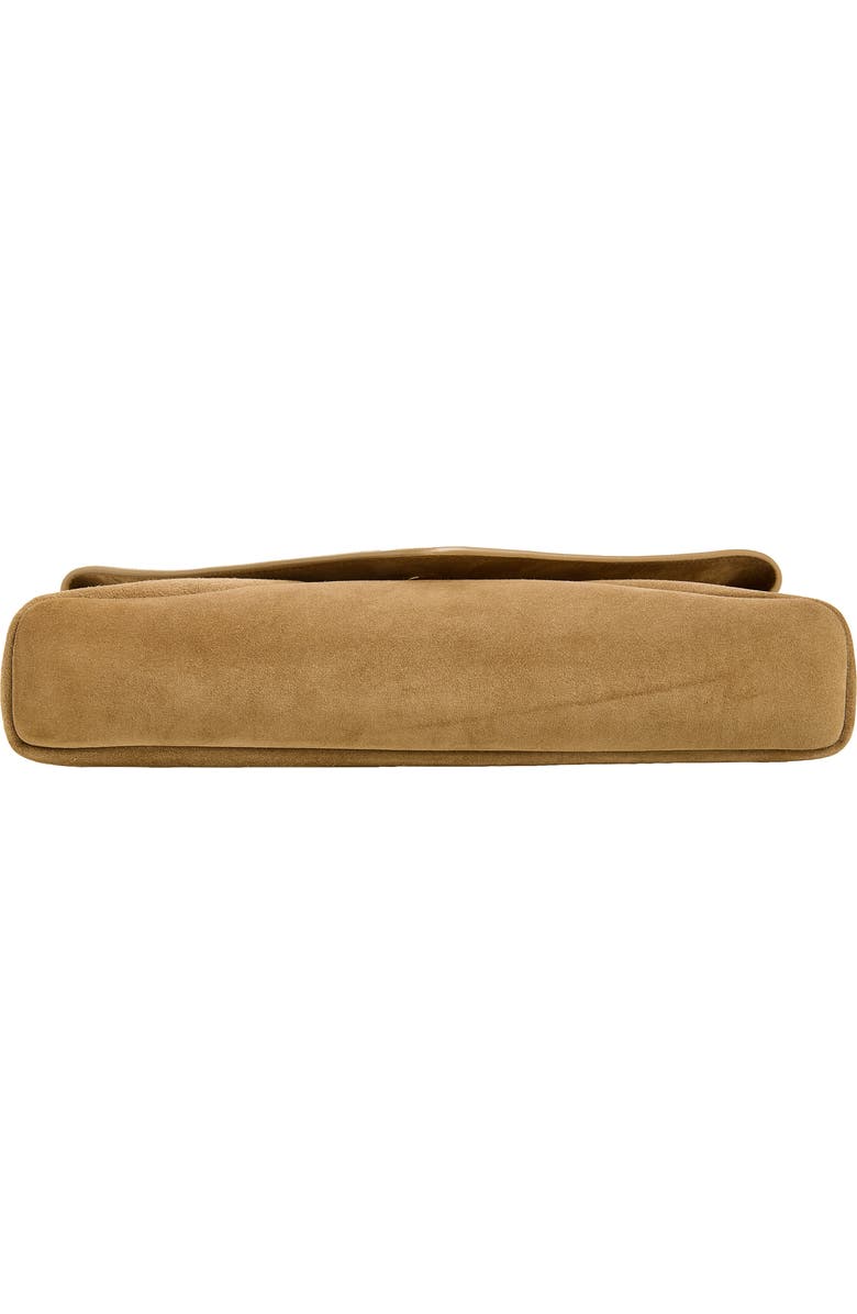 Saint Laurent Large Cassandre Suede Envelope Clutch, Alternate, color, Light Cumin
