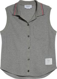 Thom Browne Cotton & Silk Sleeveless Button-Up Shirt