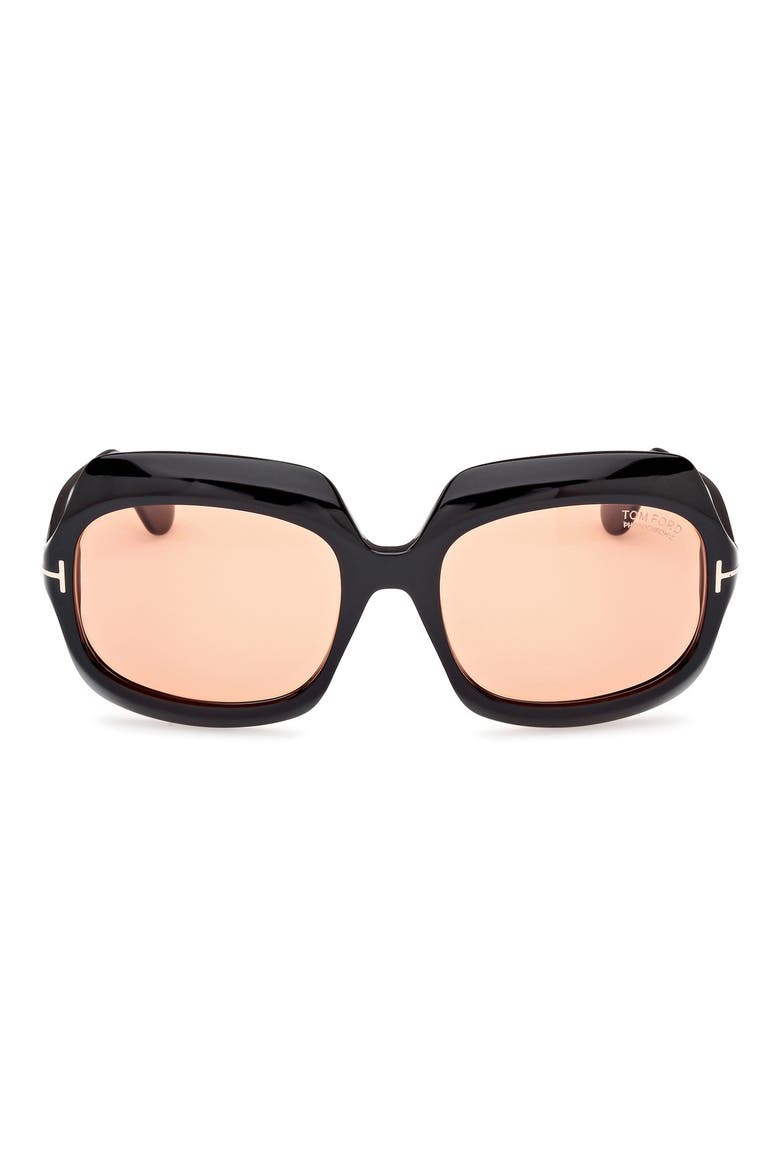 Ren 60mm Geometric Sunglasses, Main, color, BLACK/OTHER / BROWN