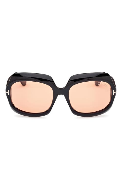 Tom Ford Ren 60mm Geometric Sunglasses In Black