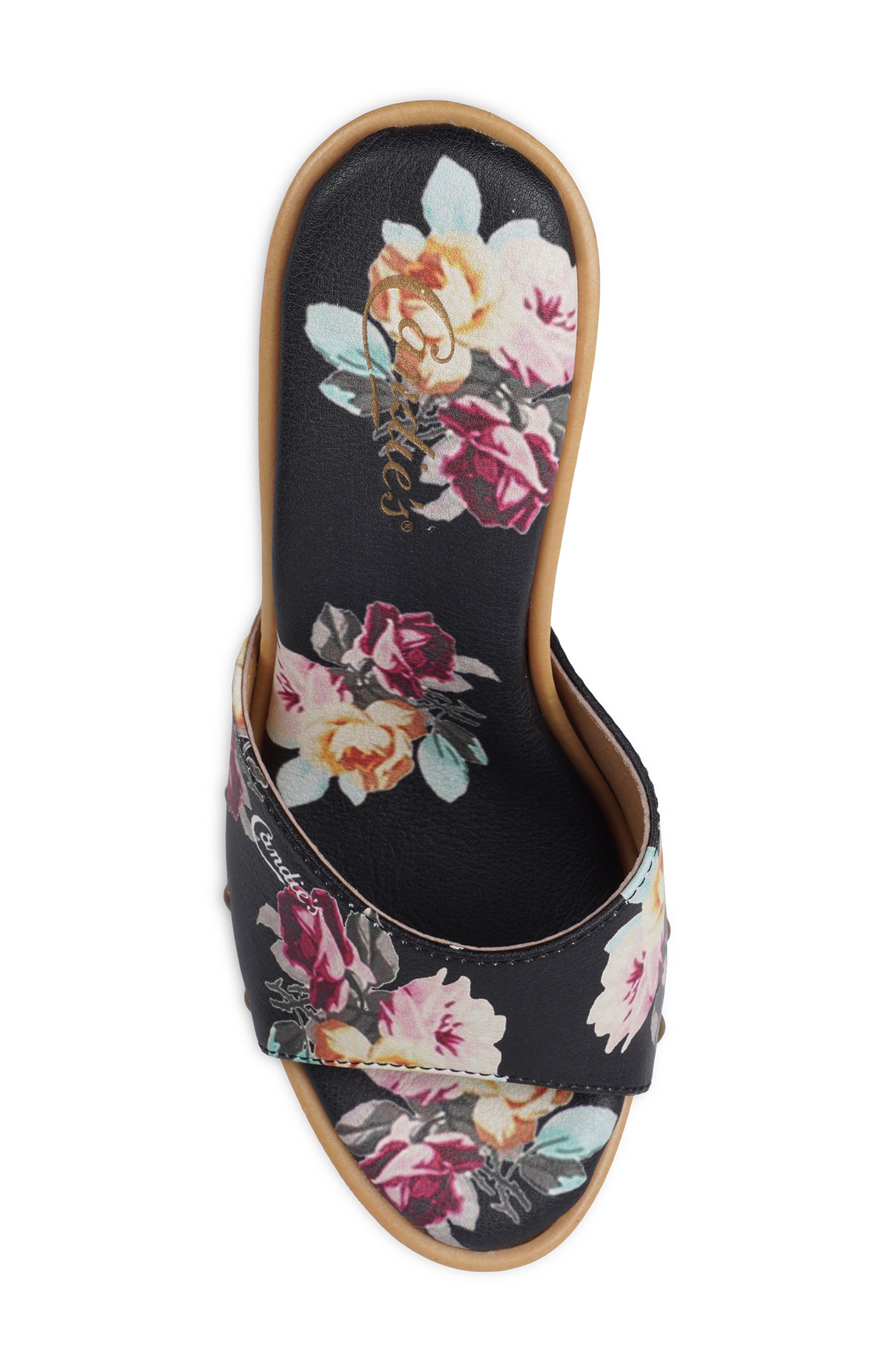 Antonella Slide Sandal, Alternate, color, BLACK FLORAL LEATHER