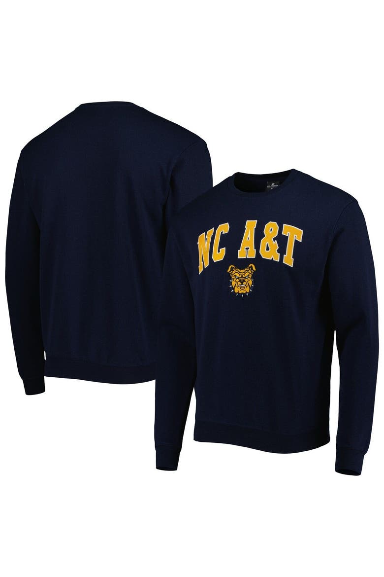 Men's Colosseum Navy North Carolina A&T Aggies Arch Over Logo Pullover Sweatshirt, Main, color, Navy