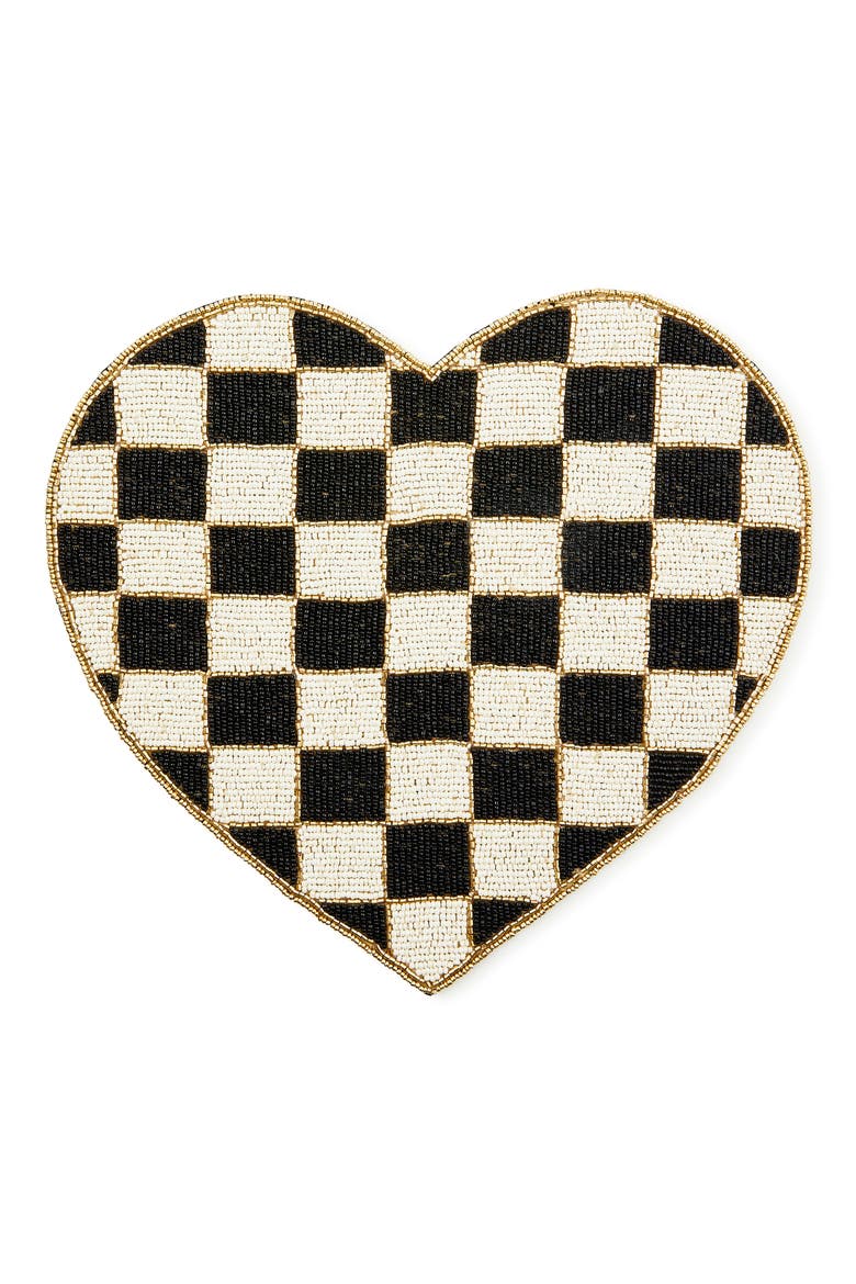 Black & White Check Heart Placemat, Main, color, BLACK/ WHITE