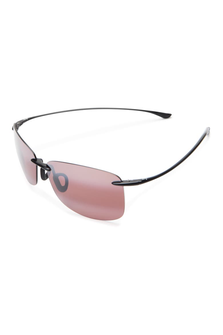 Akau 62mm Polarized Rectangular Sunglasses, Alternate, color, BLACK BLACK ROSE