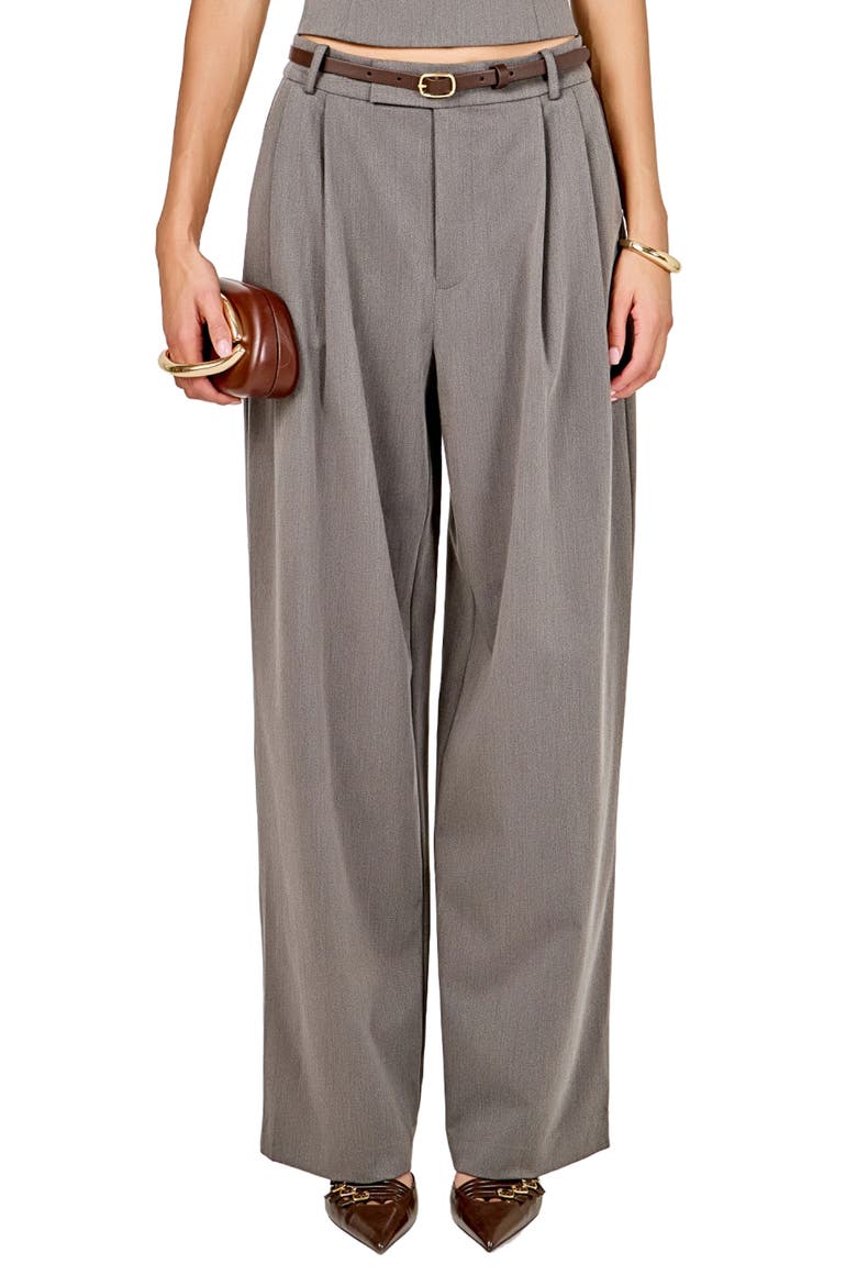 Pleat Front Wide Leg Pants, Main, color, GREY
