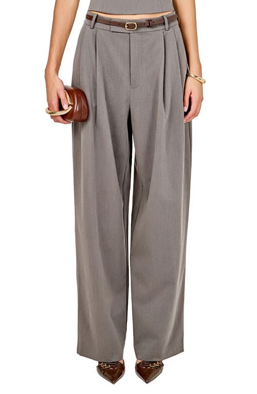 Endless Rose Pleat Front Wide Leg Pants In Gray