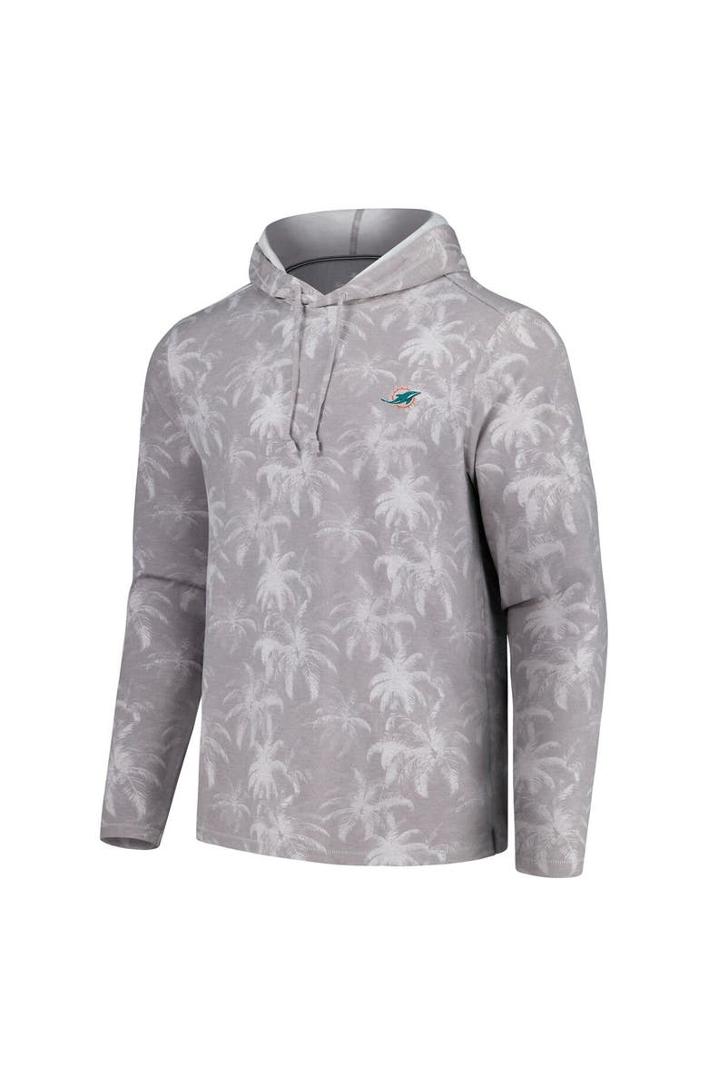 Tommy Bahama Men's Tommy Bahama Gray Miami Dolphins Palm Frenzy Hoodie Long Sleeve T-Shirt, Alternate, color,