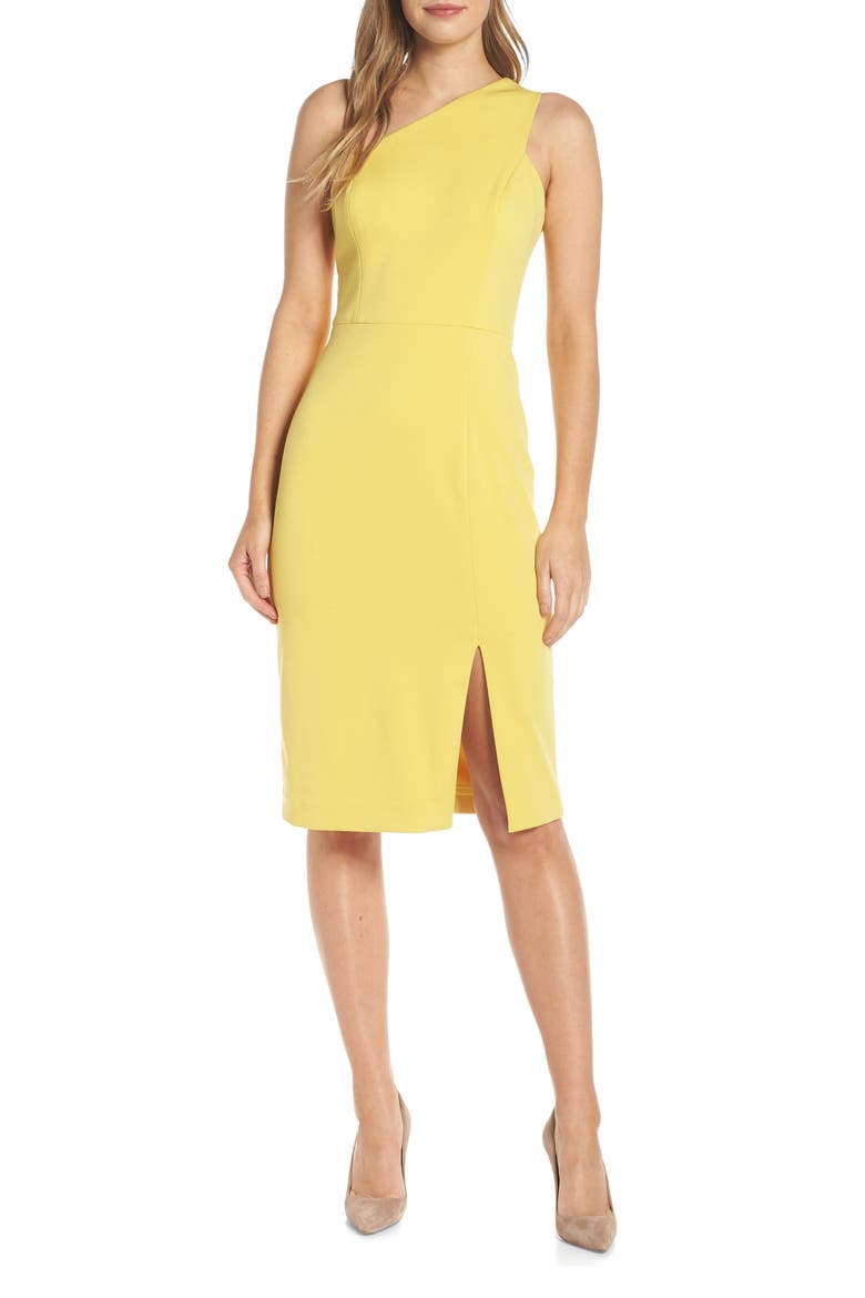 One-Shoulder Sheath Dress, Main, color, YELLOW