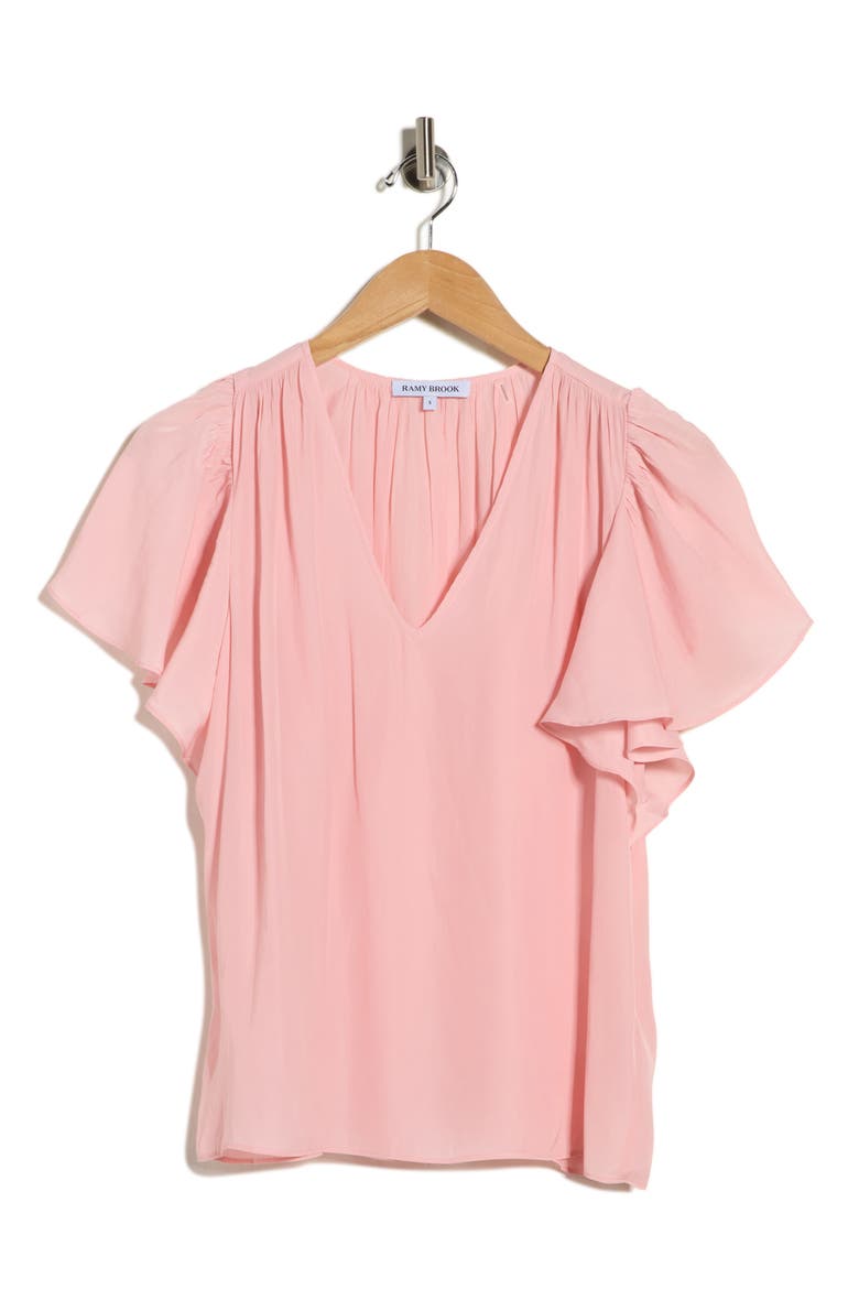 Bronta V-Neck Top, Alternate, color, SOFT TULIP