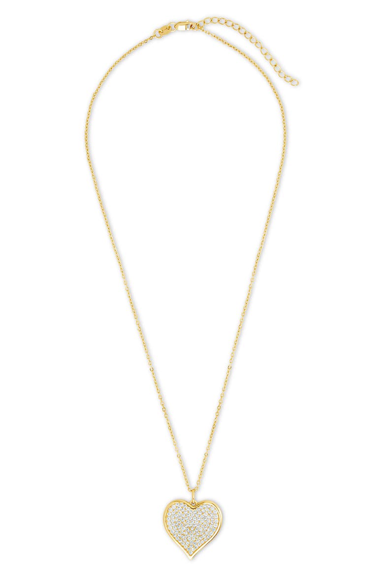 Small Cubic Zirconia Heart Pendant Necklace, Alternate, color, GOLD