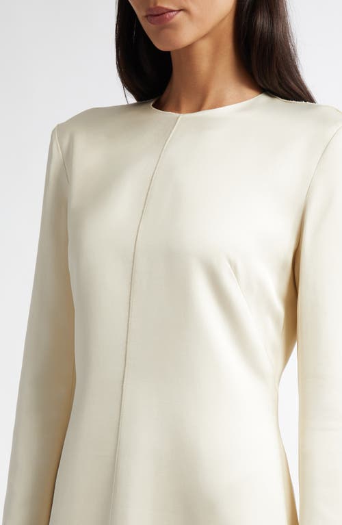 Totême Toteme Lean Long Sleeve Satin Midi Dress In Ecru