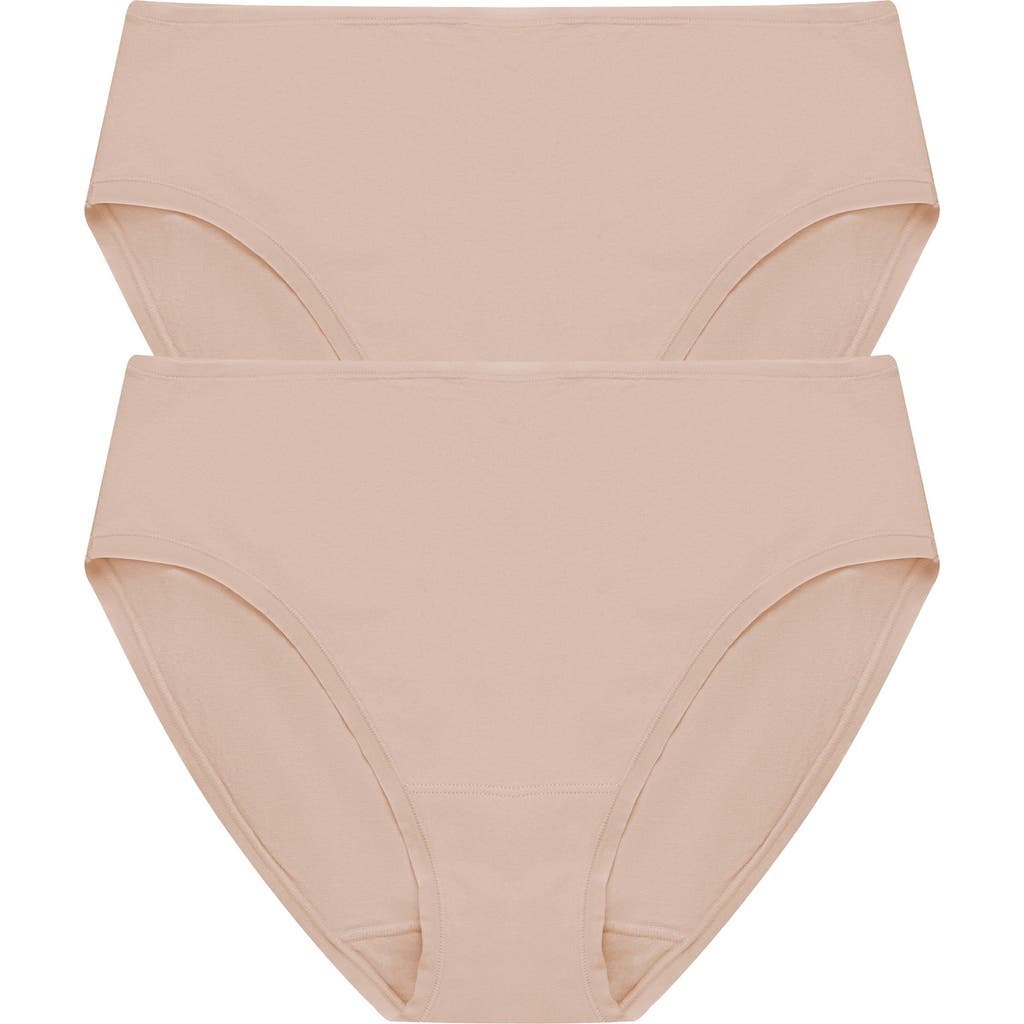 Natori Bliss Bare Cotton Hipster 2-Pack in Lt. Mocha at Nordstrom, Size Large