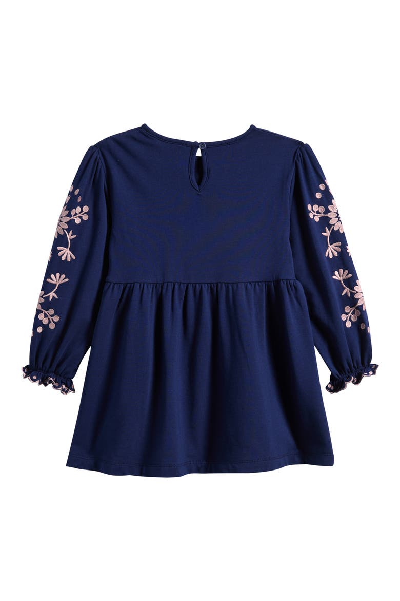 Embroidered Sleeve A-Line Dress, Alternate, color, DENIM BLUE