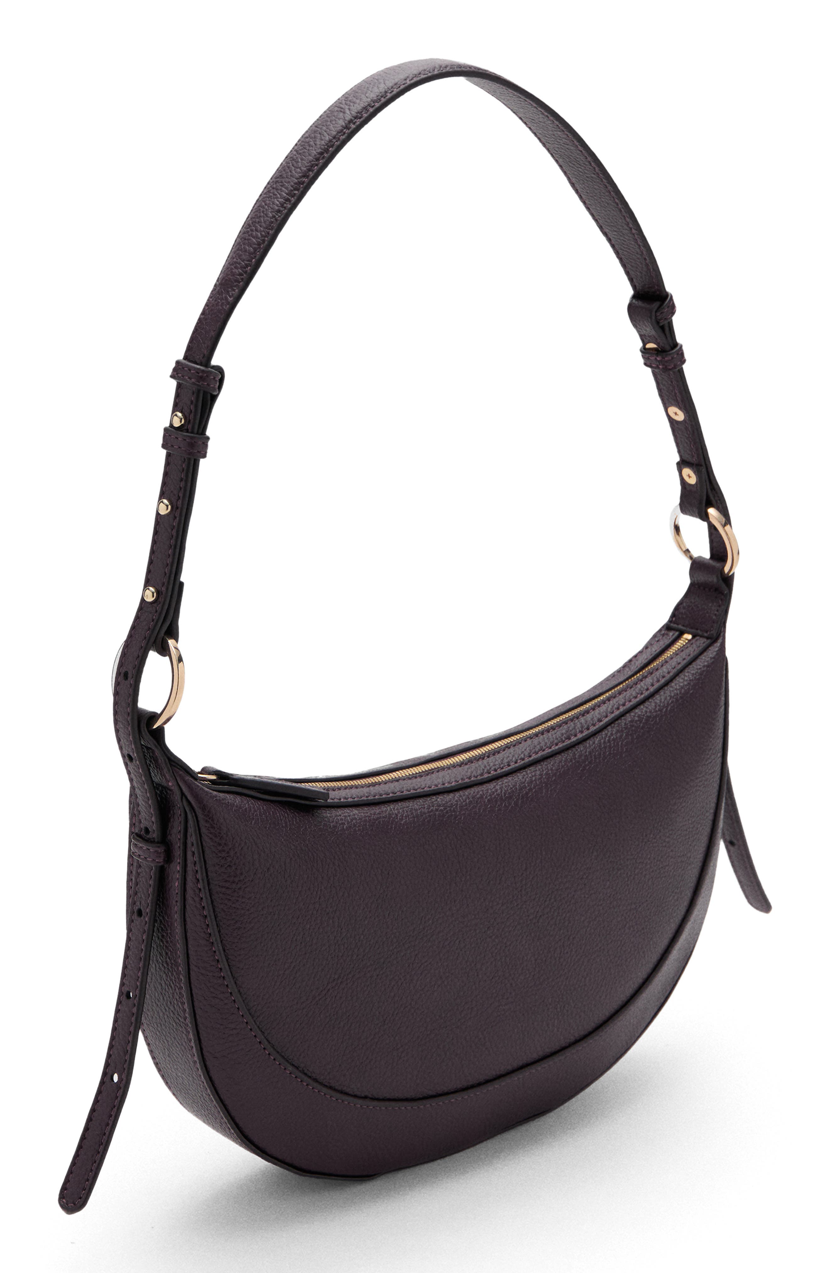 MANGO Oval Faux Leather Shoulder Bag, Alternate, color, Burgundy