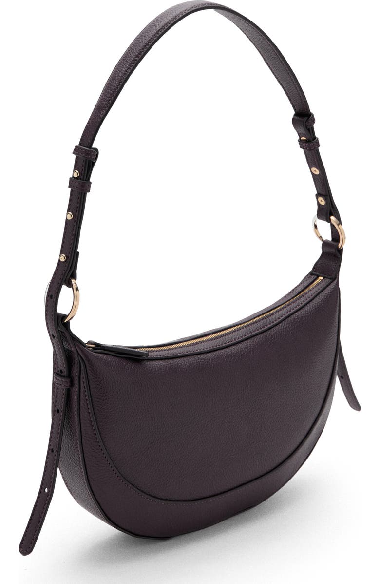 MANGO Oval Faux Leather Shoulder Bag, Alternate, color, Burgundy