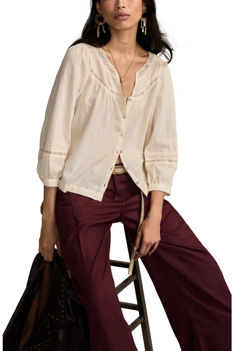 Lace Detail Cotton Top, Alternate, color, WHISPER WHITE