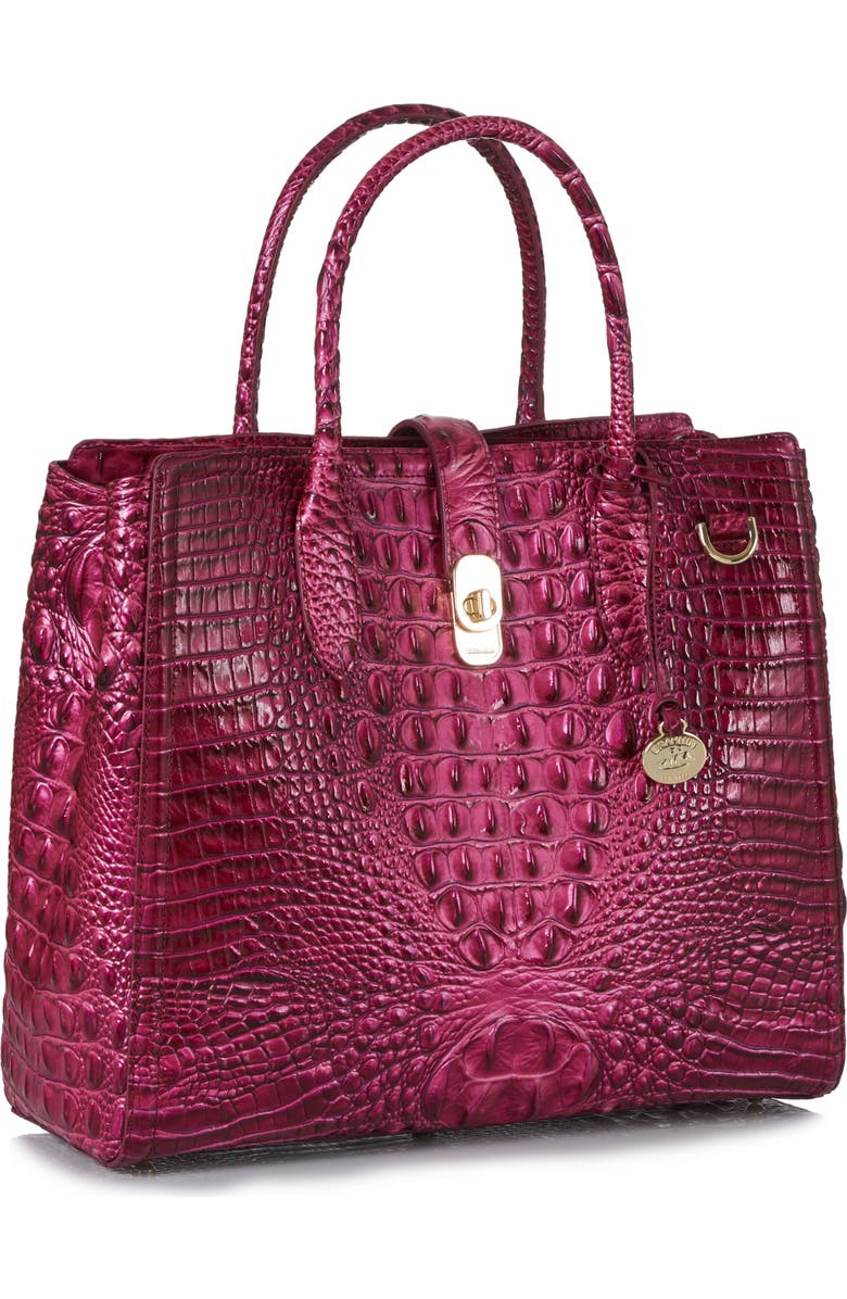 Brahmin Nakita Croc Embossed Leather Satchel, Alternate, color,